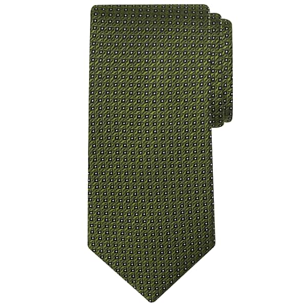 Joseph Abboud Men's Narrow Geo Check Polka Dot Tie Green - Size: XLONG TMW8AB180143