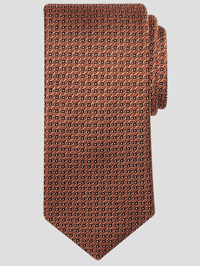 Joseph Abboud Big & Tall Men's Narrow Geo Check Polka Dot Tie , Rust / Orange