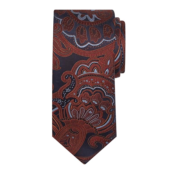 Joseph Abboud Big & Tall Men's Narrow Paisley Tie Rust - Size: XLONG