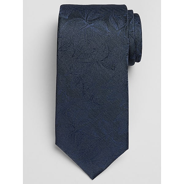 Calvin Klein Men's Narrow Tonal Botanical Tie Navy - Size: One Size TMW8ABL80001