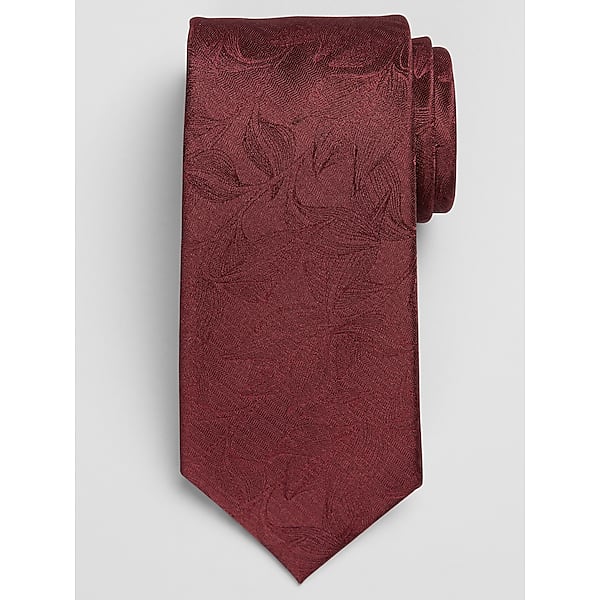 Calvin Klein Men's Narrow Tonal Botanical Tie Red - Size: One Size TMW8ABL80015