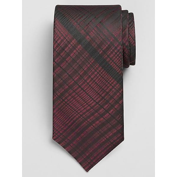 Calvin Klein Men's Narrow Ombre Plaid Tie Burgundy - Size: One Size TMW8ABU80006