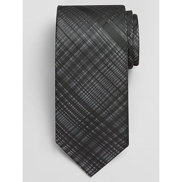 Calvin Klein Men's Narrow Ombre Plaid Tie Gray - Size: One Size