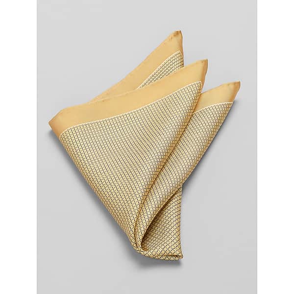 Joseph Abboud Men's Small Check Pocket Square Yellow - Size: One Size
