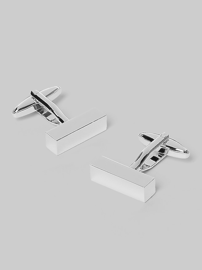 Pronto Uomo Men's Rectangle Cufflinks , Silver / Metallic