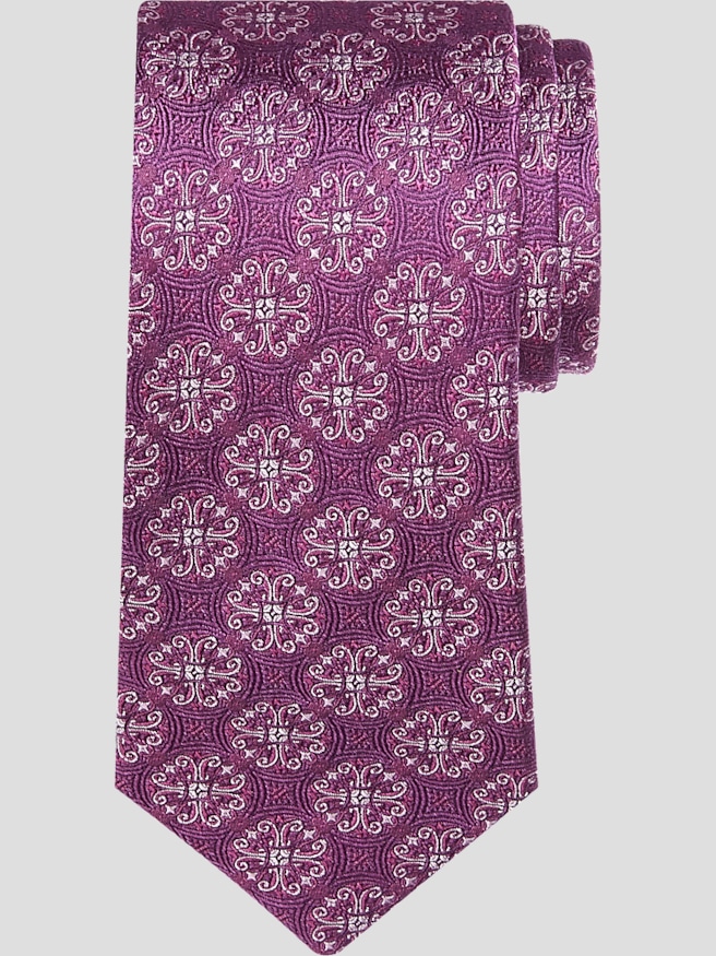 Joseph Abboud Men's Narrow Tonal Medallion Tie , Fushia / Pink