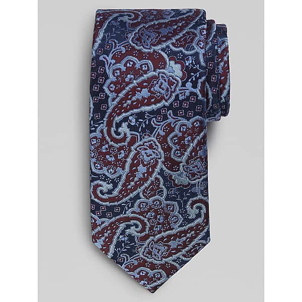 Joseph Abboud Men's Narrow Piscean Paisley Tie Burgundy - Size: One Size