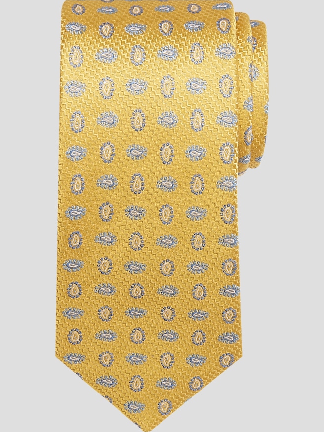 Joseph Abboud Men's Narrow Poppy Pine Tie , Gold / Metallic