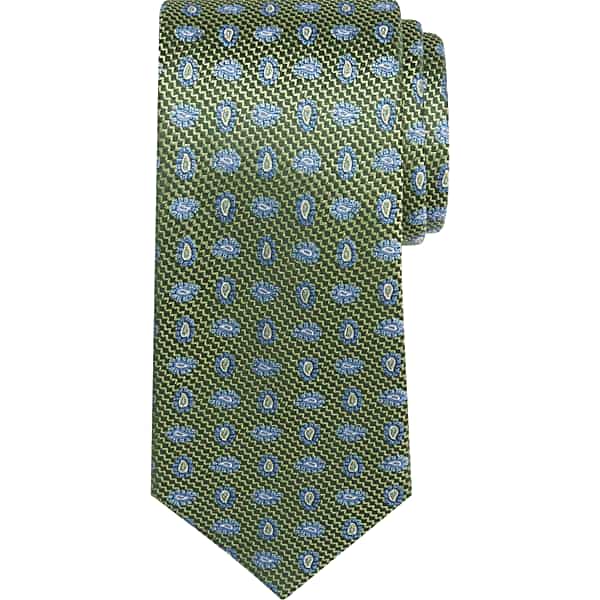 Joseph Abboud Big & Tall Men's Narrow Poppy Pine Tie Green - Size: XLONG