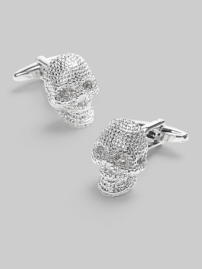 Pronto Uomo Men's Skull Cufflinks , Silver / Metallic