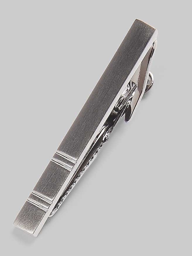 Pronto Uomo Men's Stripe Tie Bar , Gunmetal / Metallic