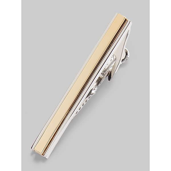 Pronto Uomo Men's Two-Tone Bar Stripe Tie Bar Silver - Size: One Size - Only Available at Men's Wearhouse TMW8B2Z80025
