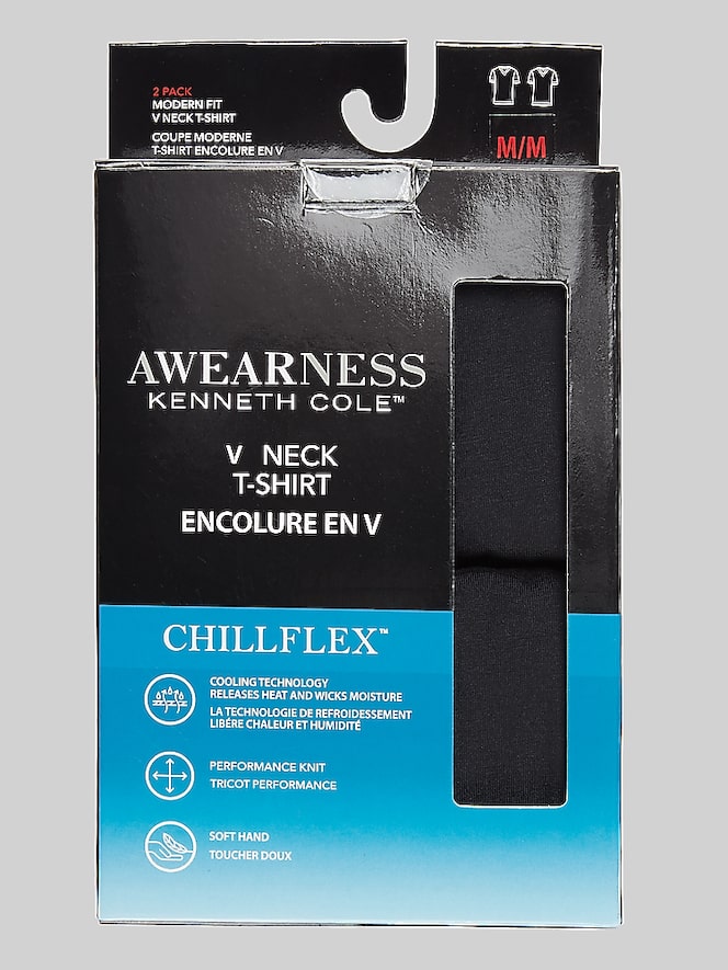 Awearness Kenneth Cole CHILLFLEX V-Neck T-Shirt, 2-pack