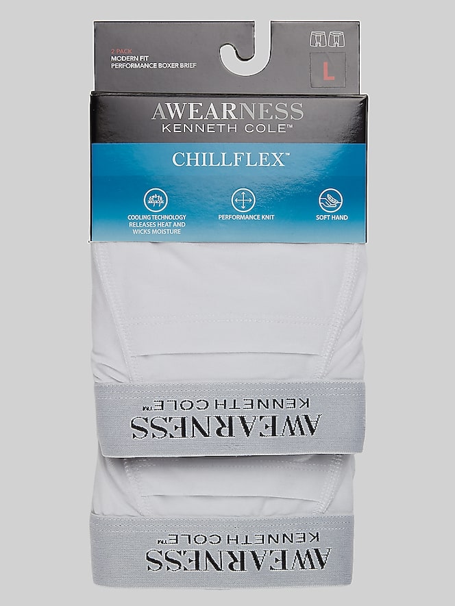 Awearness Kenneth Cole CHILLFLEX Boxer Briefs, 2-Pack, White - Image 3 of 3