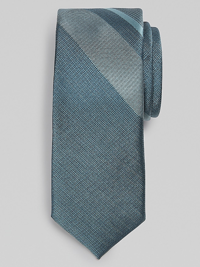 Egara Men's Narrow Color Block Panel Tie , Teal / Blue