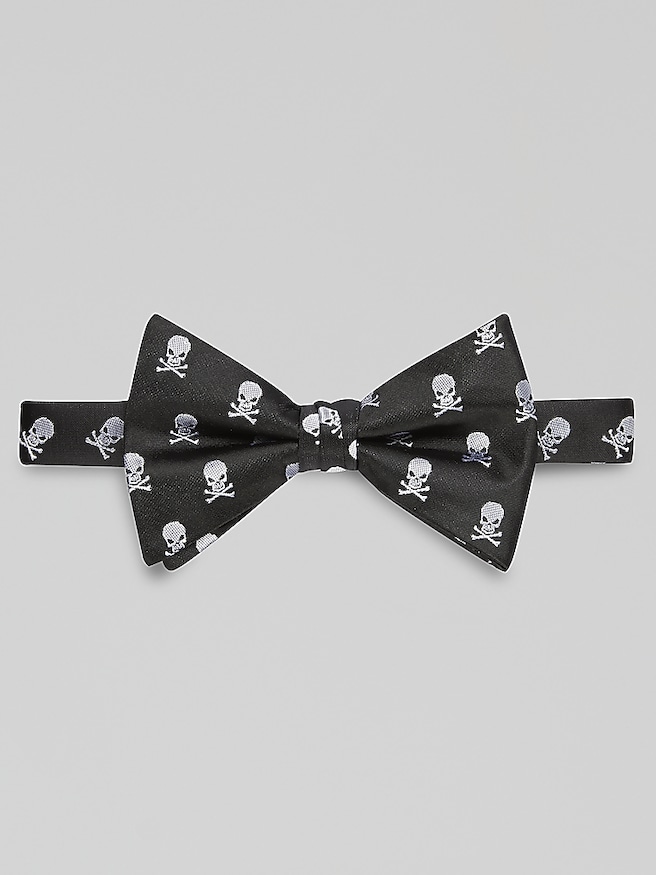 Egara Men's Skulls Print Pre-Tied Bow Tie , Black/White