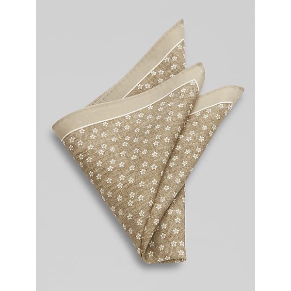 Joseph Abboud Men's Simple Floral Pocket Square Taupe - Size: One Size TMW8B4T80018