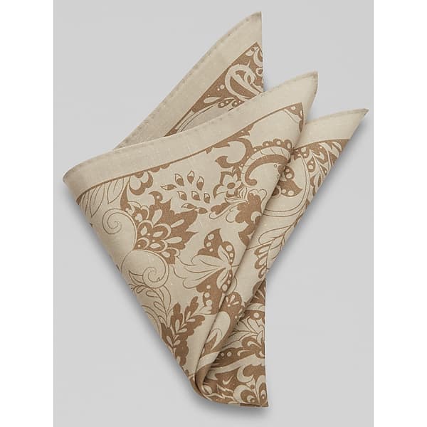 Joseph Abboud Men's Botanical Paisley Pocket Square Taupe - Size: One Size TMW8B4U80018