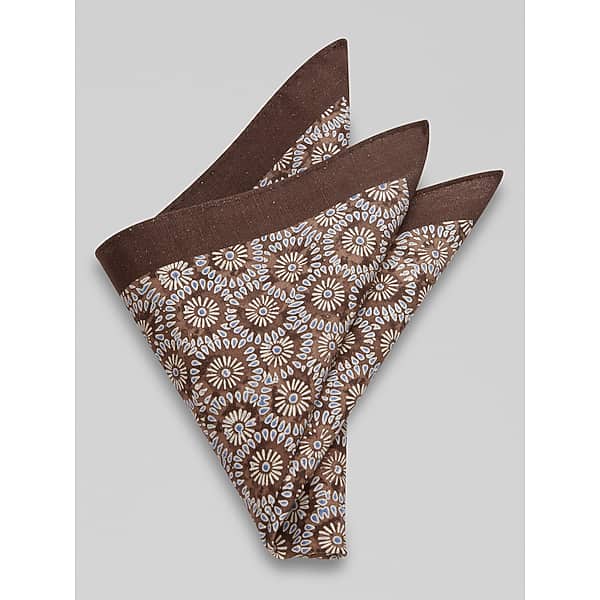 Joseph Abboud Men's Classic Indigo Pattern Pocket Square Brown - Size: One Size TMW8B4V80003