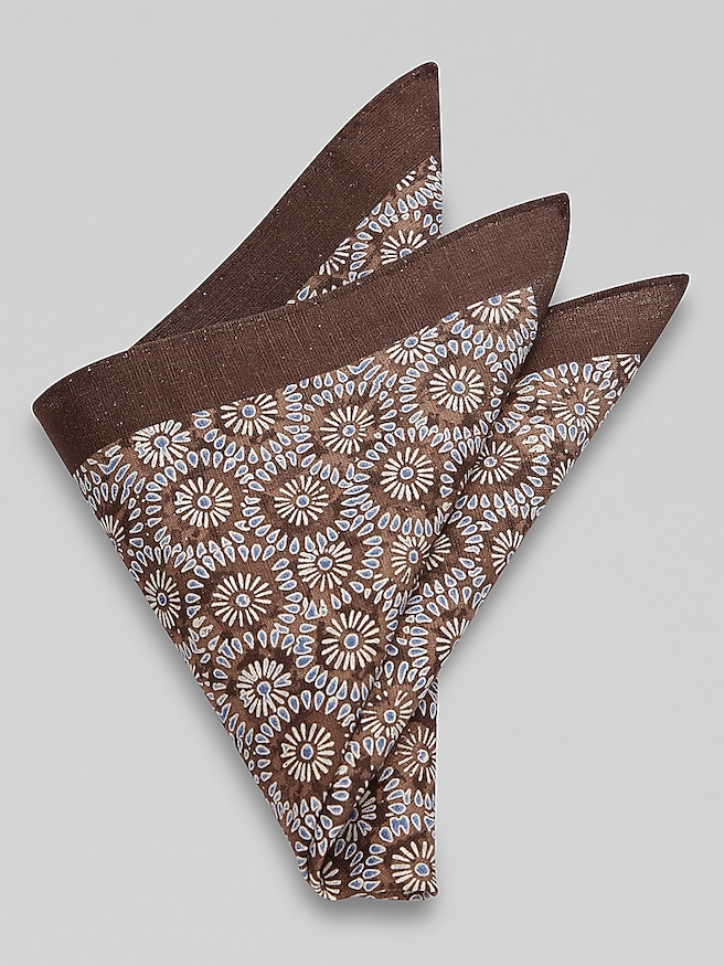 Joseph Abboud Men's Classic Indigo Pattern Pocket Square , Brown