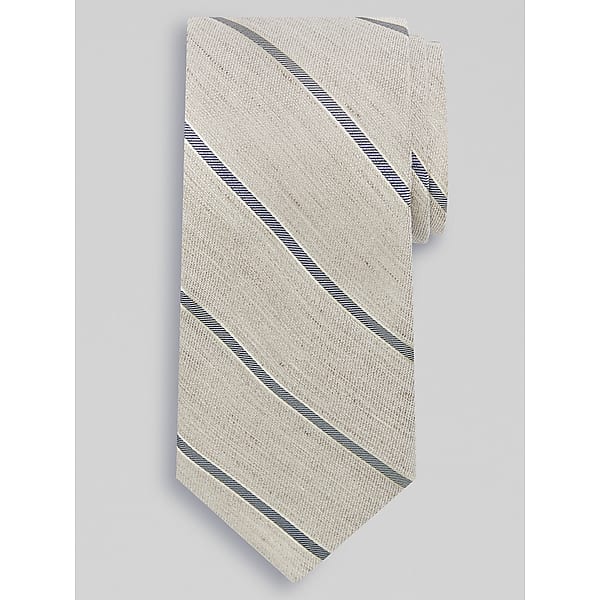 Joseph Abboud Men's Narrow Classic Stripe Linen Blend Tie Tan - Size: One Size TMW8B5080018