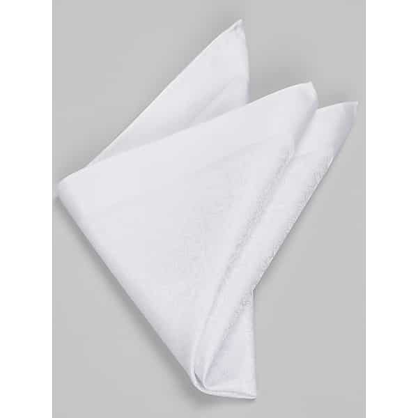 Pronto Uomo Men’s Floral With Solid Border Pocket Square White – Size: One Size – Only Available at Men’s Wearhouse