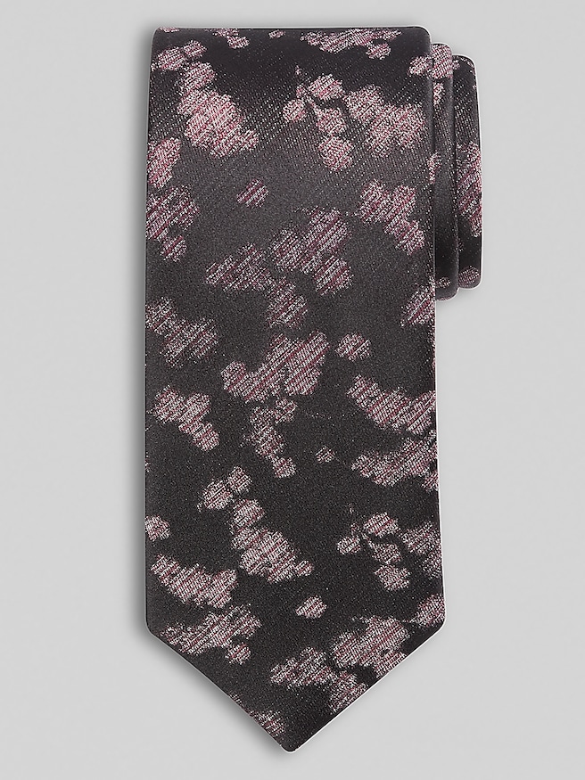 Awearness Kenneth Cole Men's Narrow Floral Tie , Burgundy