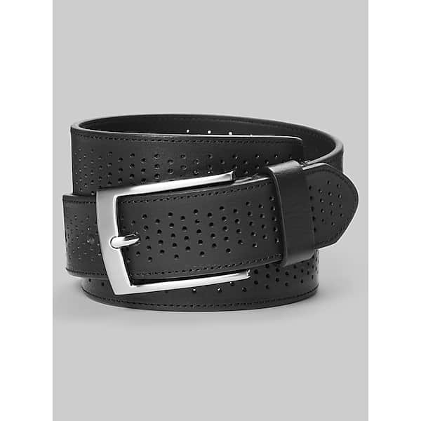 Joseph Abboud Men's Rolled Edge Perforated Belt Black - Size: 42 Waist TMW8B7X42002