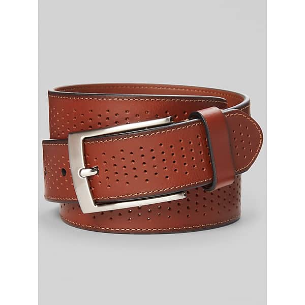 Joseph Abboud Men's Rolled Edge Perforated Belt Cognac - Size: 30 Waist TMW8B7X30005