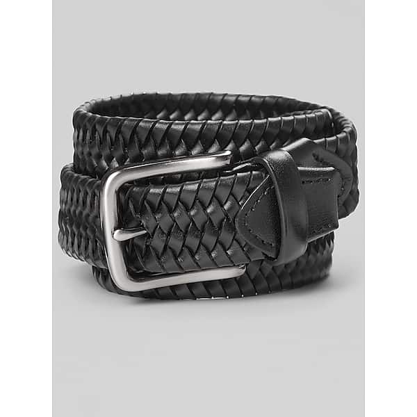Joseph Abboud Men's Tubular Braid Stretch Leather Belt Black - Size: 42 Waist TMW8B7Z42002