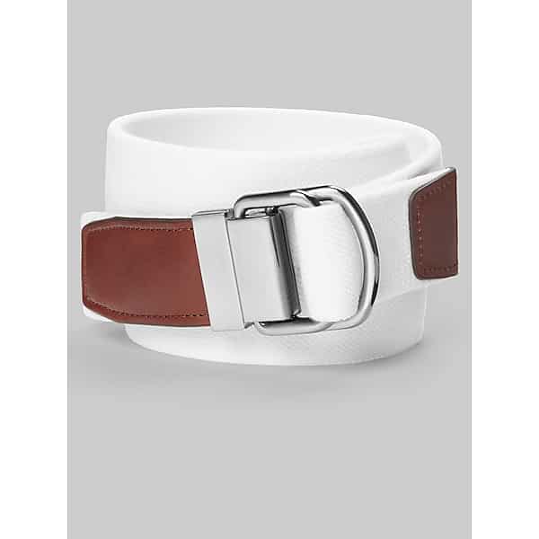 Joseph Abboud Men's D-Ring Stretch Web Belt White - Size: Small