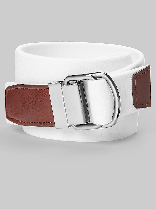 Joseph Abboud Men's D-Ring Stretch Web Belt , White