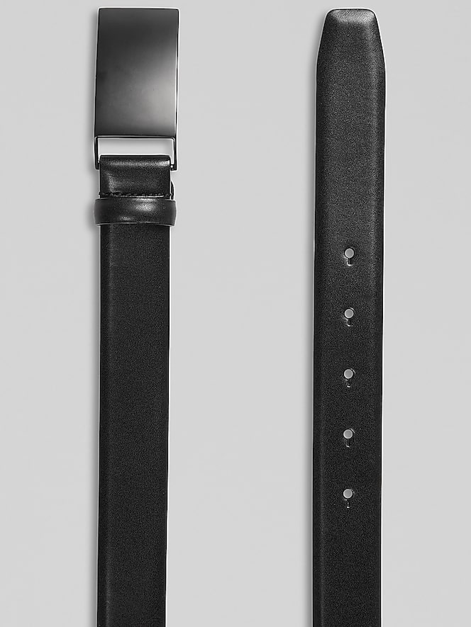 Egara Feather Edge Plaque Buckle Faux Leather Belt