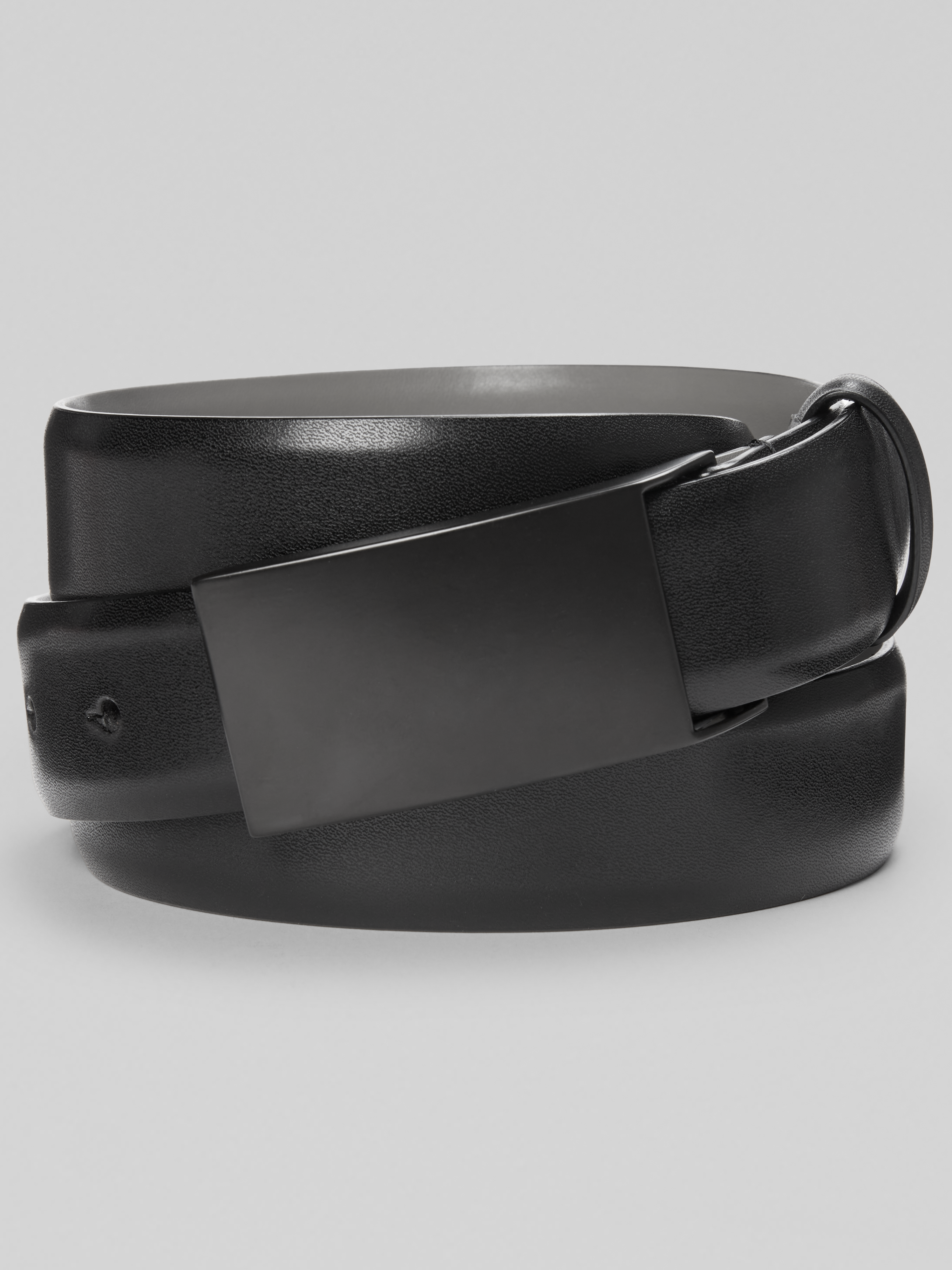 Feather Edge Plaque Buckle Faux Leather Belt