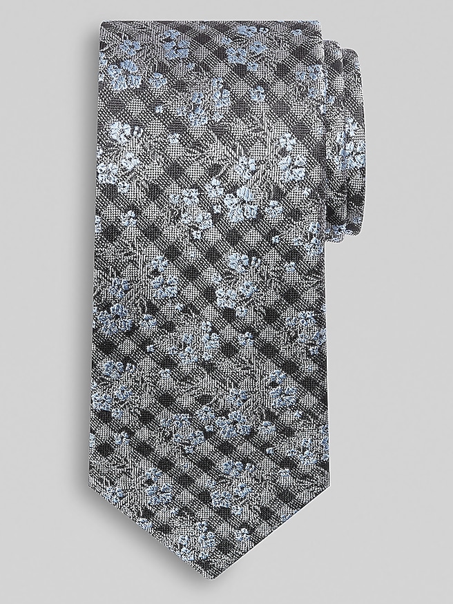 Joseph Abboud Men's Check Floral Tie , Black