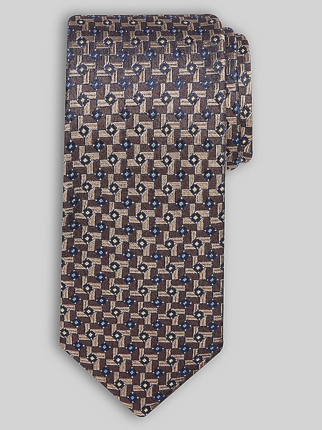 Joseph Abboud Men's Narrow Geo Neat Tie , Brown