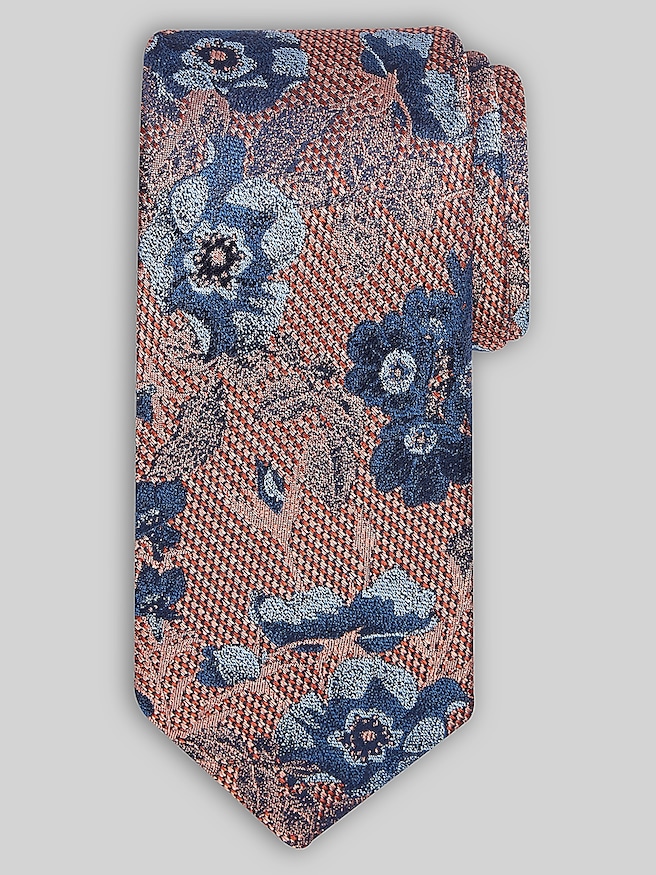 Joseph Abboud Men's Abstract Floral Stripe Tie , Rust / Orange