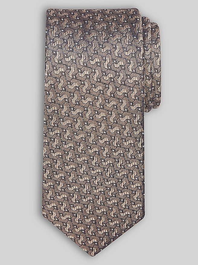 Joseph Abboud Men's Narrow Geo Puzzle Pieces Tie , Brown