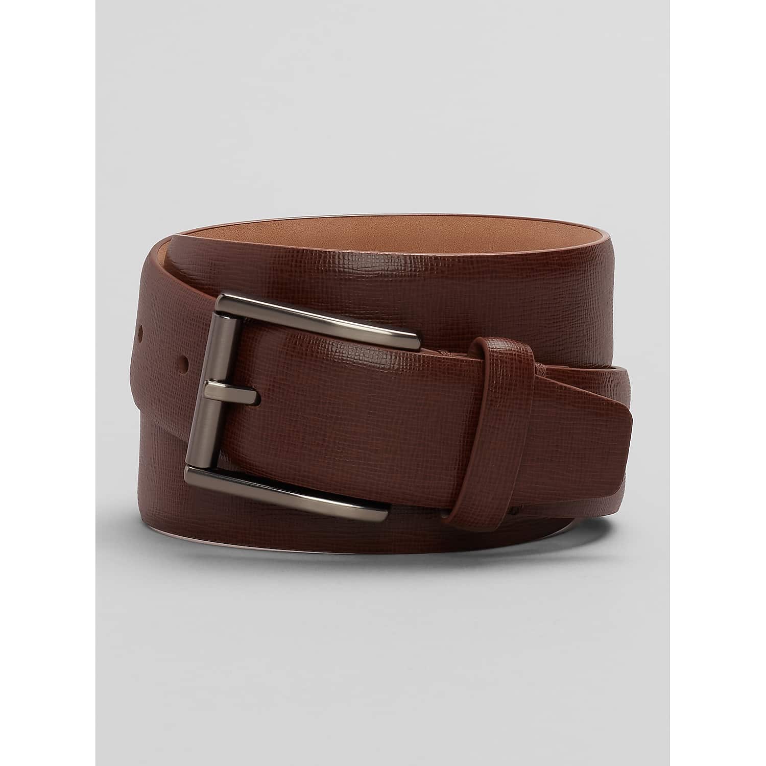 Calvin Klein Men’s Leather Feather Edge Roller Belt in Brown, 35mm – Solid Dress and Casual Belt, Size XL