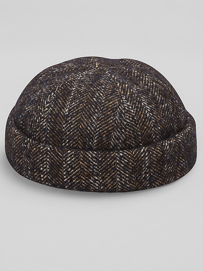 Biltmore Men's Herringbone Tweed Watch Cap , Navy / Blue