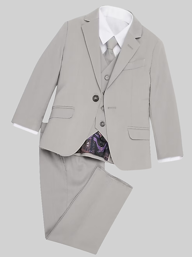 Peanut Butter Collection Ramses Slim Fit Toddler Tuxedo Set Grey