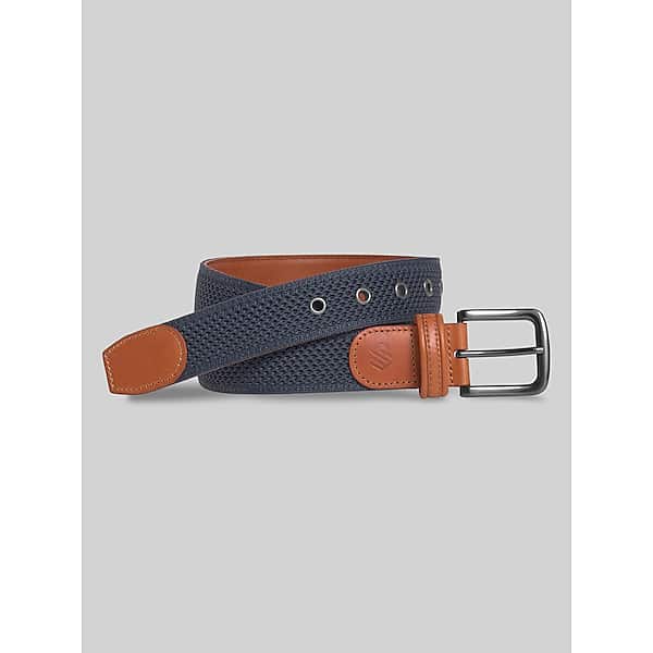 Johnston & Murphy Men's Johnston & Amp; Murphy Amherst Engineered Knit & Leather Belt Navy - Size: 42 Waist TMW8BGV42001