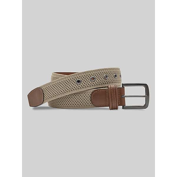 Johnston & Murphy Men's Amherst Engineered Knit & Leather Belt Taupe - Size: 32 Waist TMW8BGV32041