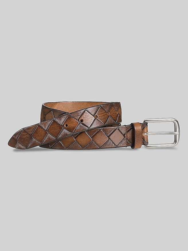 Johnston & Murphy Men's Basketweave Belt , Tan / Brown