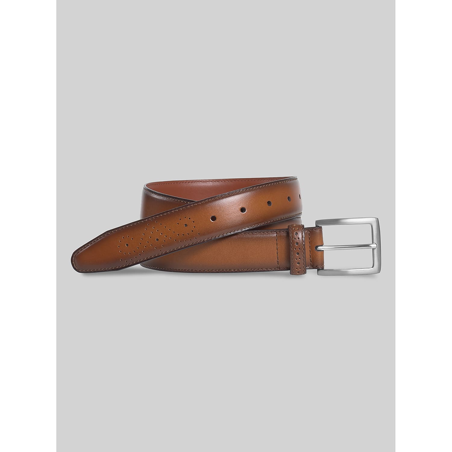 Johnston & Murphy 42 Inch Men’s Full-Grain Leather Dress Belt in Tan Brown – Burnished Edge Dress Belt for Suits, Dress Pants and Jeans