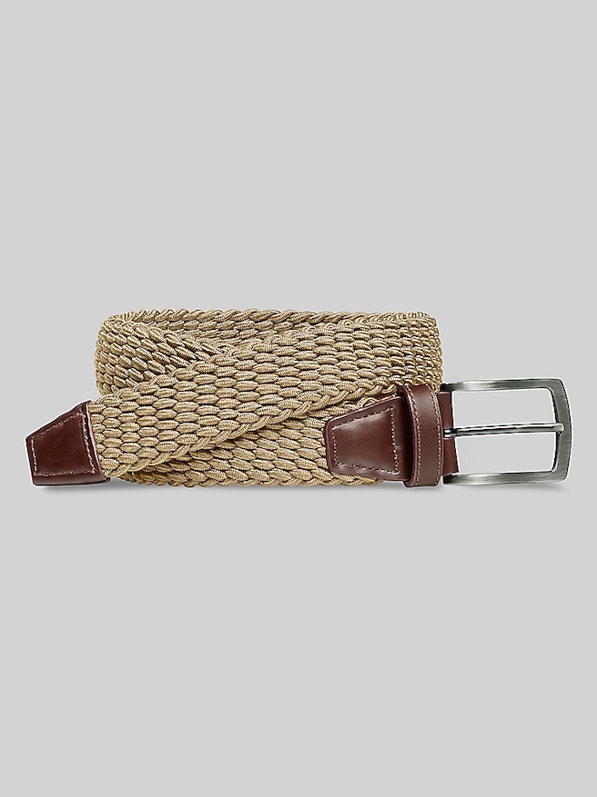 Johnston & Murphy Men's Stretch Knit Belt , Tan / Brown