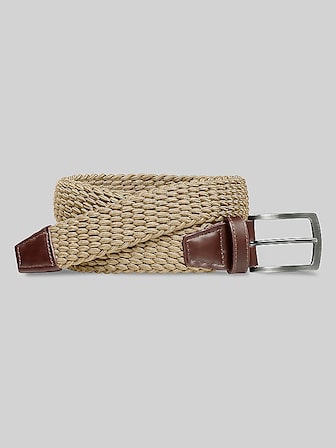 Johnston & Murphy Cintura Uomo Topstiched - Pelle Italiana Brunita, Fibbia In Ottone, Larghezza 3,5 Cm