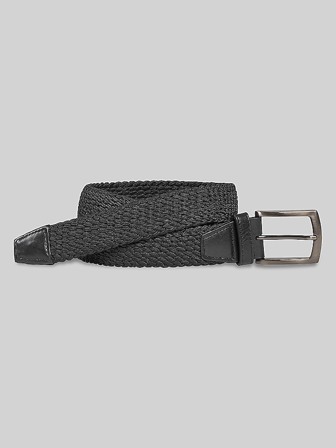 Johnston & Murphy Men's Woven Stretch-Knit Belt , Black