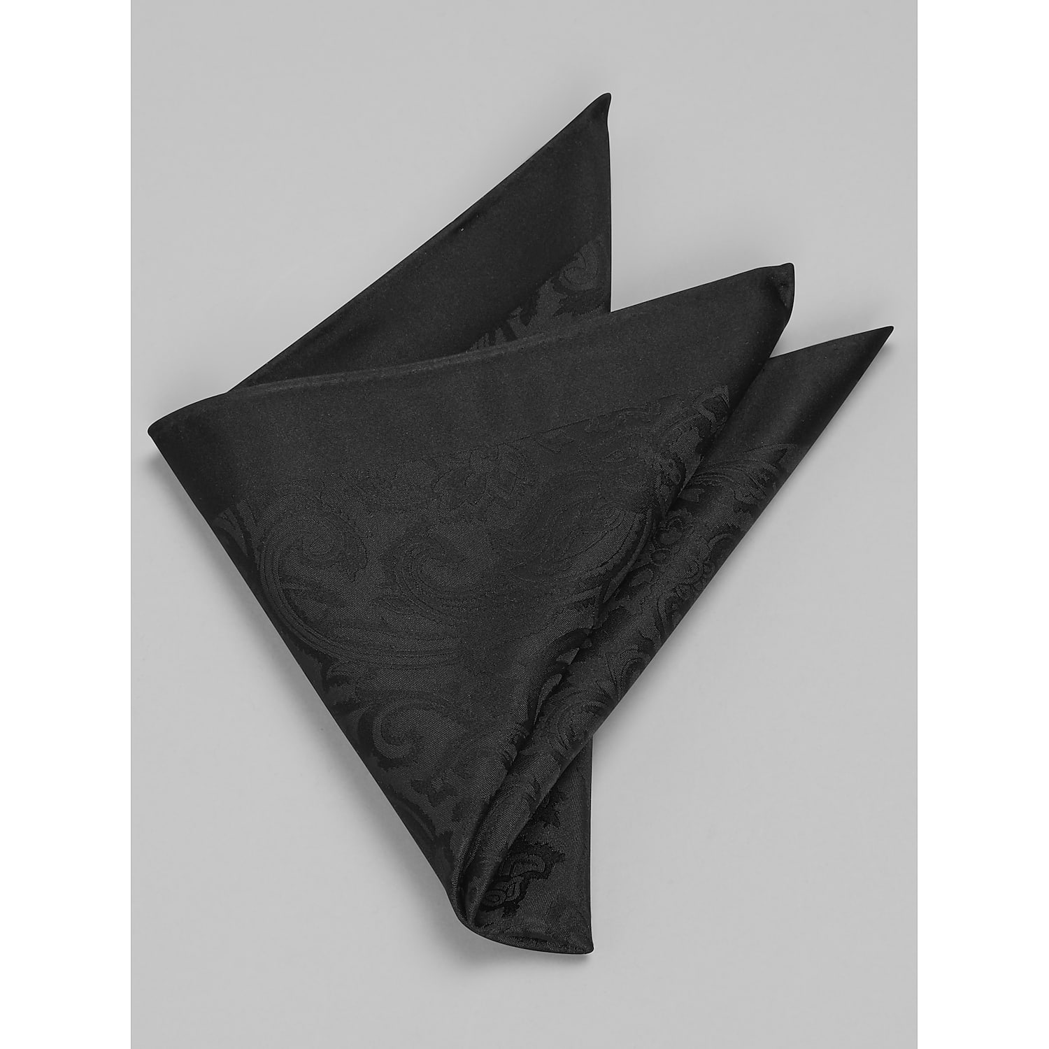 Pronto Uomo Black Silk Paisley Pocket Square – Classic Tuxedo Handkerchief for Black Suits, Fall Weddings and Proms