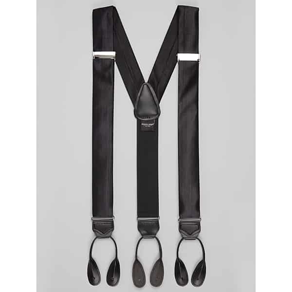 Pronto Uomo Men's Ribbed Silk Blend Suspenders Black - Size: One Size - Only Available at Men's Wearhouse